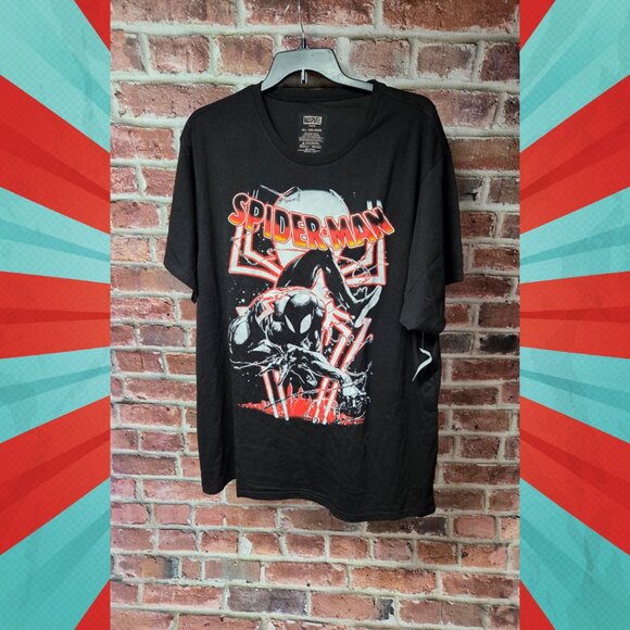Unisex MARVEL Black Suit Swinging Spider-Man T-Shirt Tee Medium - Picture 1 of 5